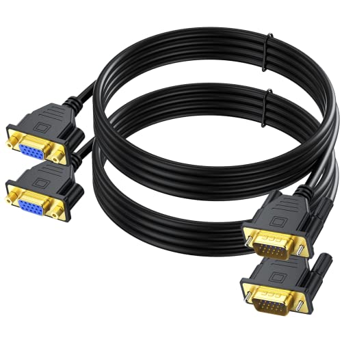 VGA Cable: 2-Pack 6ft VGA Extension Cord Male to Female – Front View