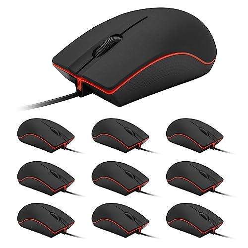 Wired Mouse: Guiheng 10 Pack USB Wired Computer Mouse for – Front View