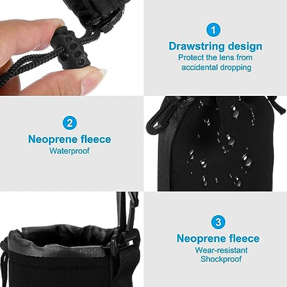 PATIKIL Camera Lens Bag: 2 Pcs 3.3" IDx5.5 H Drawstring – In Use
