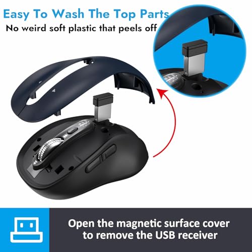 Bluetooth Mouse: Wireless Ergonomic Computer Mouse – Back View