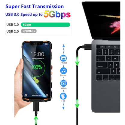 1M USB Type C Charger Cable Extended 10mm Tip compatible – Back View