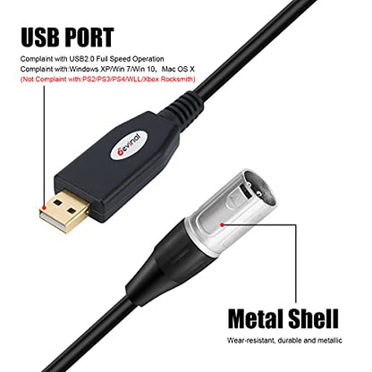 XLR Audio: Devinal USB to Dual XLR Male Output Cord – Side View