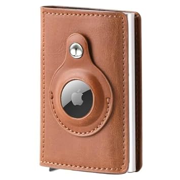 GGXXGG AirTag Wallet for Men: Bifold Leather Mens Wallet with Money Clip, RFID Blocking Credit Card, Slim Minimalist Wallet, Gifts for Men (Brown), Brown, Minimalist