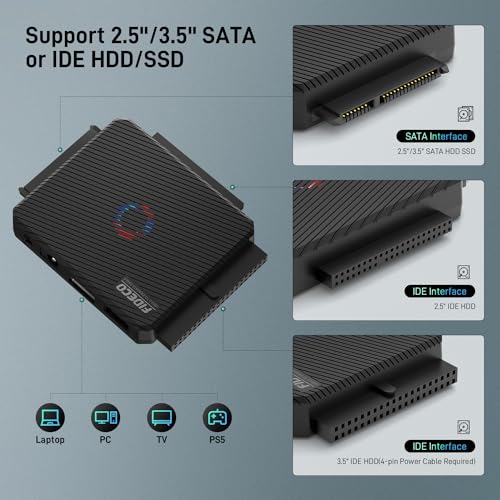 IDE Adapter: FIDECO SATA/IDE to USB 3.0 Adapter Cable – Side View