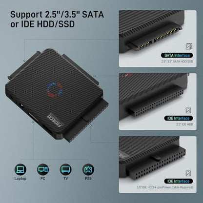 IDE Adapter: FIDECO SATA/IDE to USB 3.0 Adapter Cable – Side View