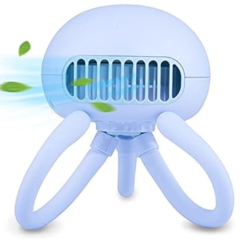 Stroller Fan Mini Handheld Fan Portable Bladeless Fan with Flexible Tripod Clip on Stroller Fan 3 Speeds Rechargeable Battery Operated Fan for Baby Stroller, Bike, Car Seat, Crib and Desktop (Blue)