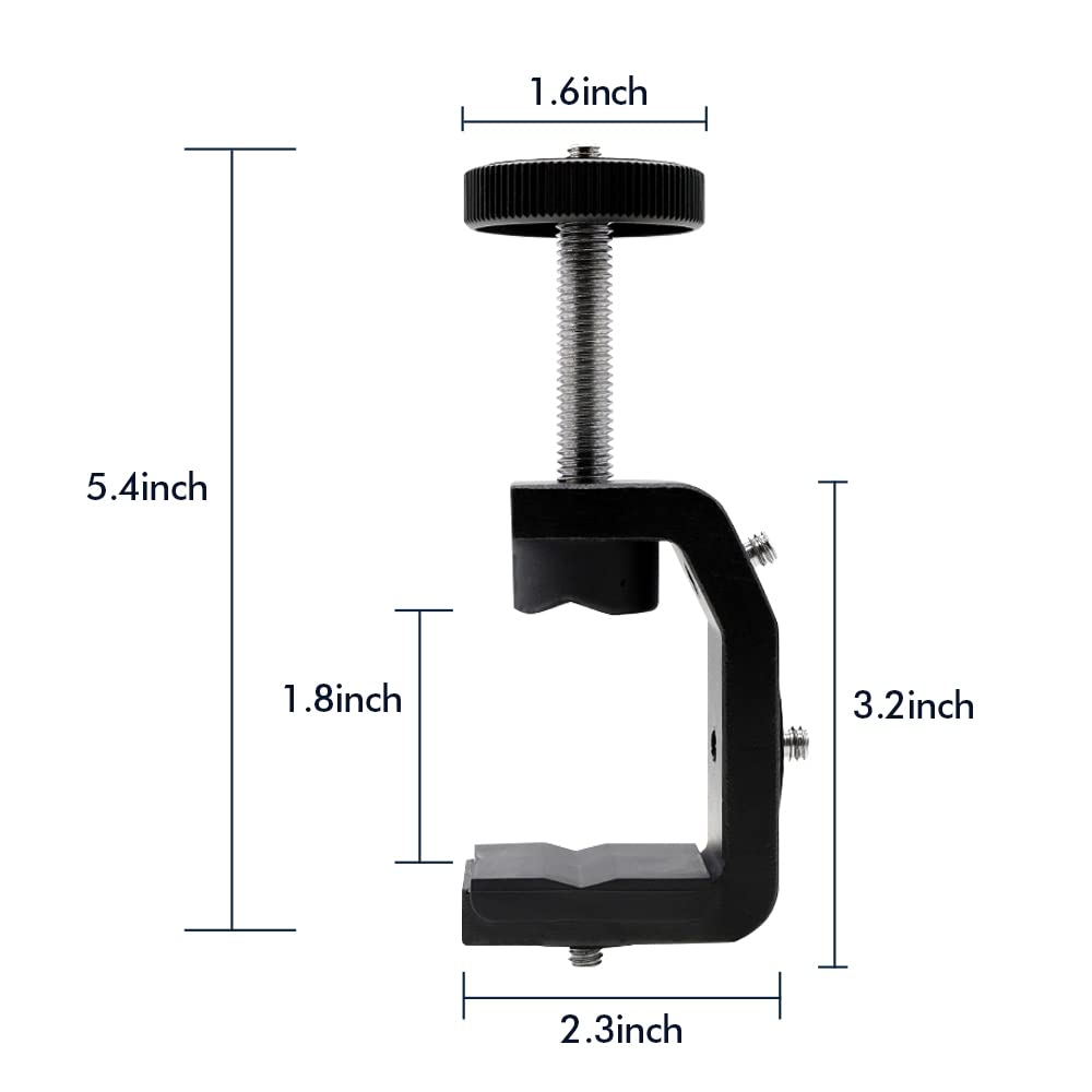 SLOW DOLPHIN Photography C Clamp Camera Clamp Mount with 1/4" Screw for Photo Studio Video DSLR,Cameras, Light Stand, Desk, Rods, Hooks, Shelves, Cross Bars