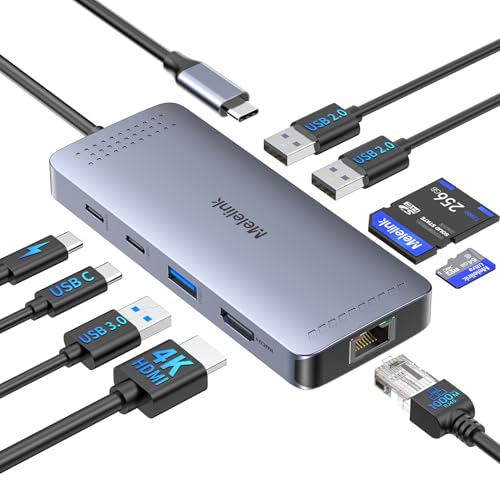 Ethernet Hub: 9-in-1 USB-C to Ethernet Multiport Adapter – Front View