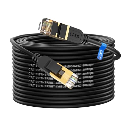 Cat 8 Ethernet Cable: 100FT High-Speed Heavy-Duty 26AWG LAN – Front View