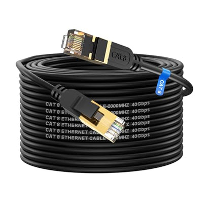 Cat 8 Ethernet Cable: 100FT High-Speed Heavy-Duty 26AWG LAN – Front View