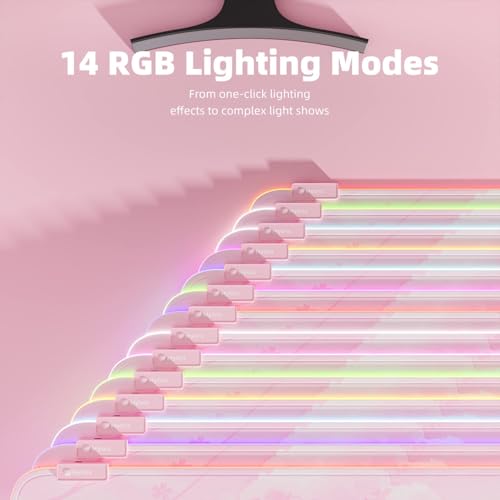 Pad Gaming: Pink RGB LED Gaming Mouse Pad 14 Modes Glow – Side View
