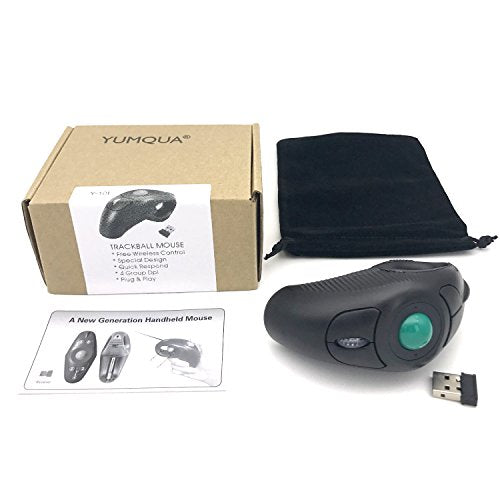 Trackball Mouse: YUMQUA Y-10L Finger Handheld Trackball – Back View