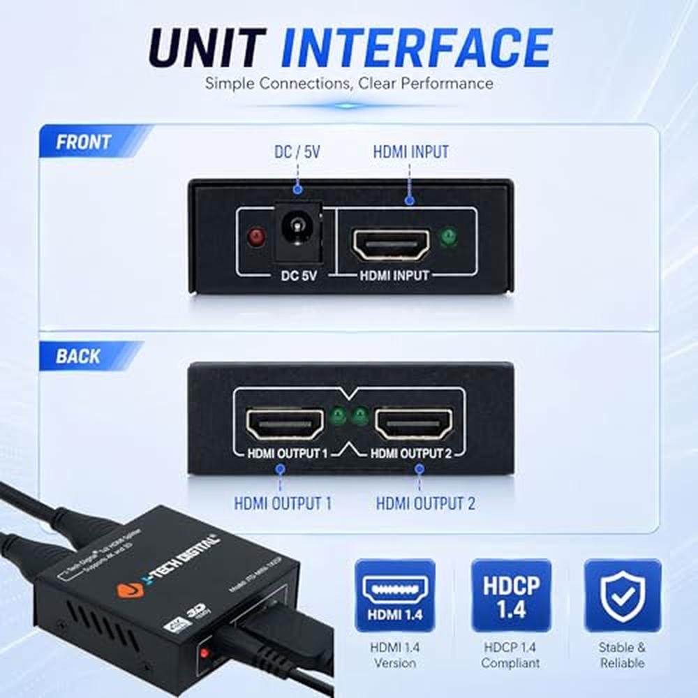 HDMI Splitter Out: J-Tech Digital JTD Mini 1x2SP 4K 60Hz – In Use