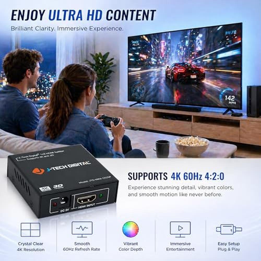 HDMI Splitter Out: J-Tech Digital JTD Mini 1x2SP 4K 60Hz – Packaging