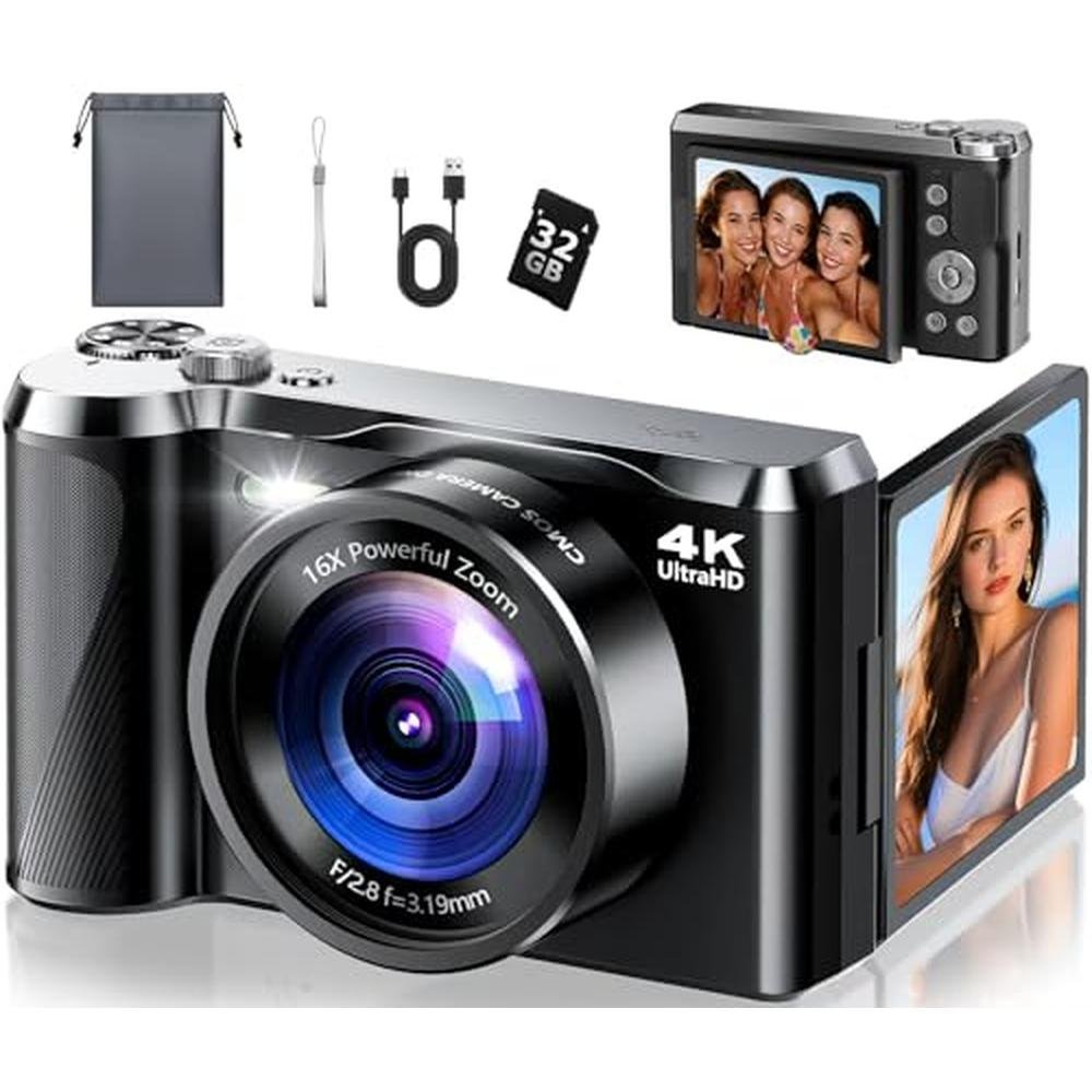 Camera Digital: 4K 56MP Autofocus Vlogging Camera with – Front View