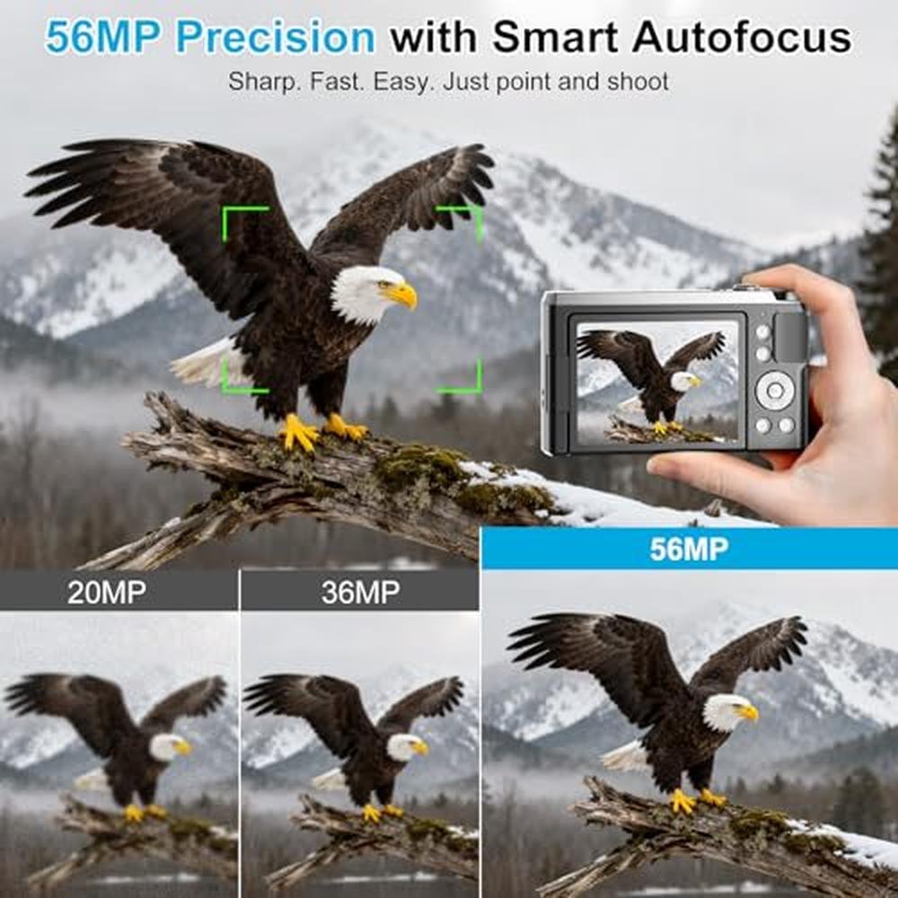 Camera Digital: 4K 56MP Autofocus Vlogging Camera with – Side View