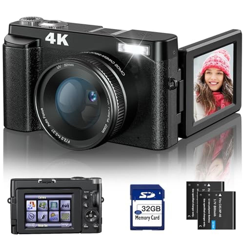 Camera Digital: 4K Autofocus Anti-Shake 48MP Vlogging – Front View
