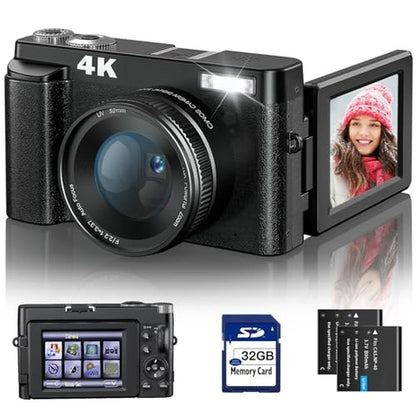 Camera Digital: 4K Autofocus Anti-Shake 48MP Vlogging – Front View
