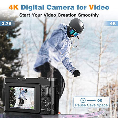 Camera Digital: 4K Autofocus Anti-Shake 48MP Vlogging – Side View