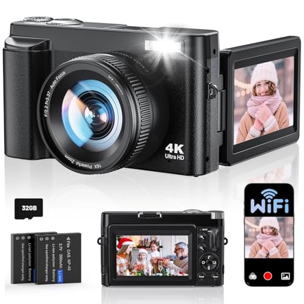 Camera Digital: 4K WiFi Autofocus 64MP Vlogging Camera – Front View