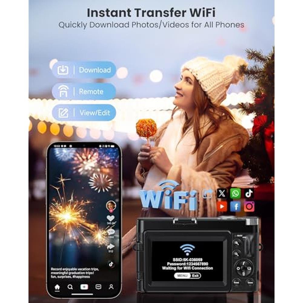 Camera Digital: 4K WiFi Autofocus 64MP Vlogging Camera – Close-up Detail