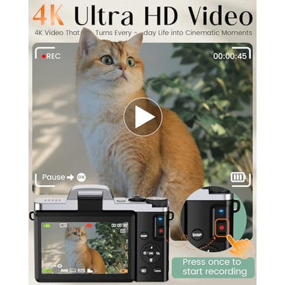 Camera Digital: 4K WiFi 64MP Autofocus Vlogging Camera – Side View