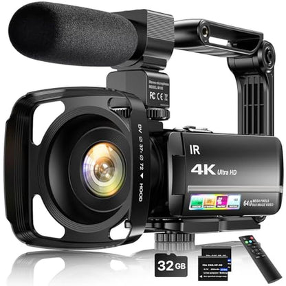 Camera Video: 4K Video Camera Camcorder 64MP Vlogging Camera – Front View