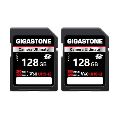 5 Years Data Recovery: GIGASTONE 128GB SD Card 2-Pack – Front View
