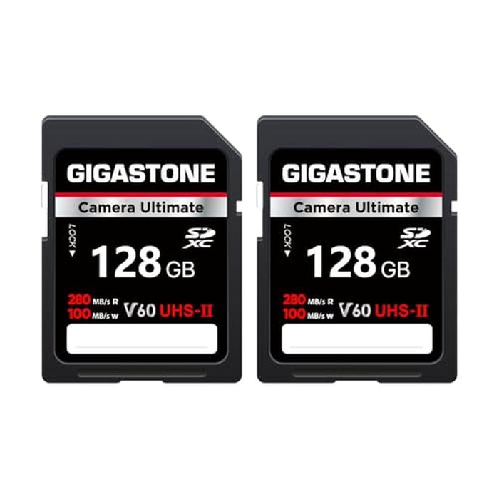 5 Years Data Recovery: GIGASTONE 128GB SD Card 2-Pack – Front View