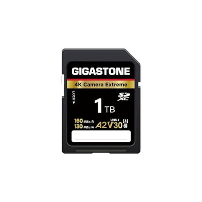 SD Card: GIGASTONE 1TB 4K Camera Extreme A2 V30 U3 C10 – Front View