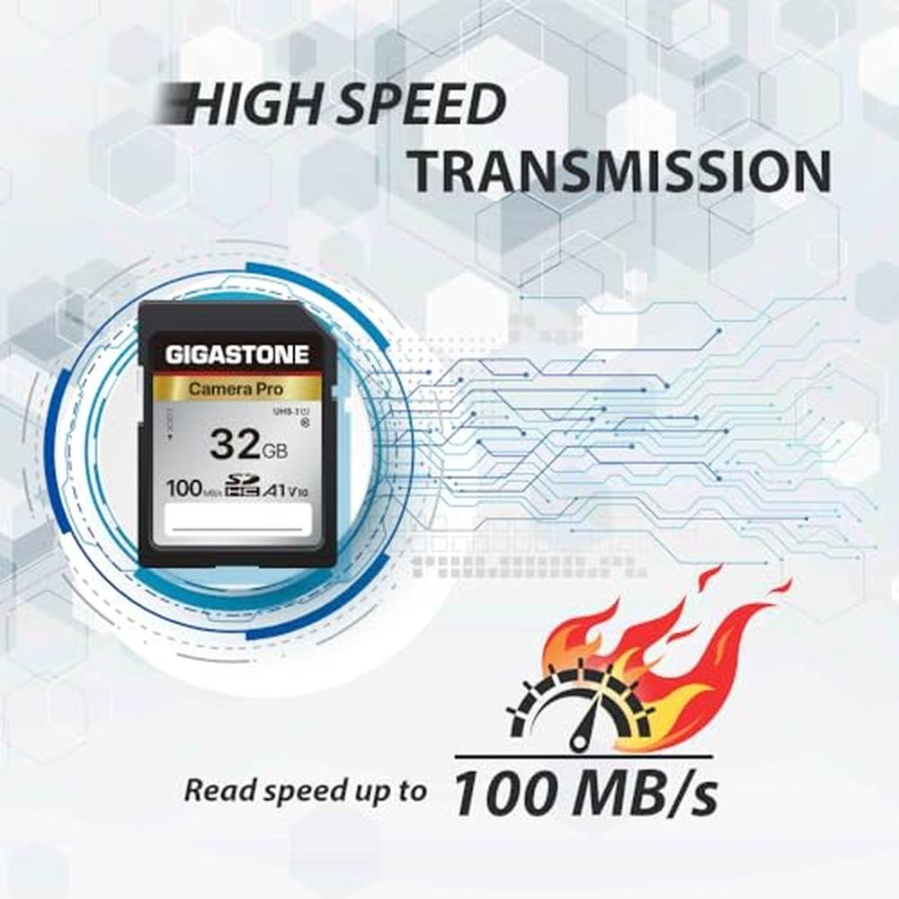 Camera Storage: GIGASTONE 32GB SD Card 2-Pack A1 V10 – Close-up Detail
