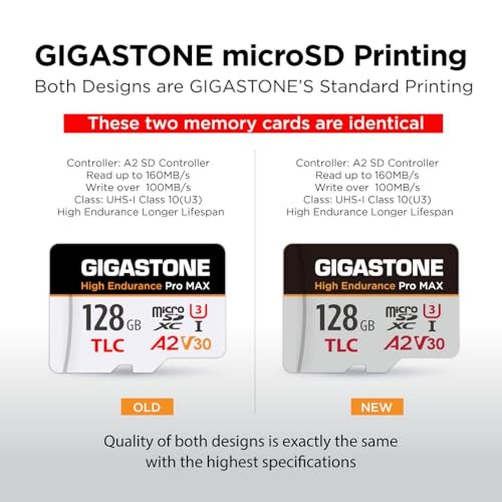 5 Yrs Free Data Recovery: GIGASTONE 128GB Micro SD Card TLC – Side View