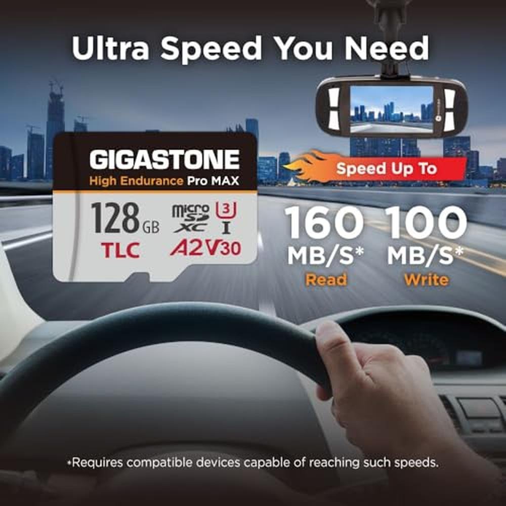 5 Yrs Free Data Recovery Dash Cam GIGASTONE 128GB Micro SD – Close-up Detail