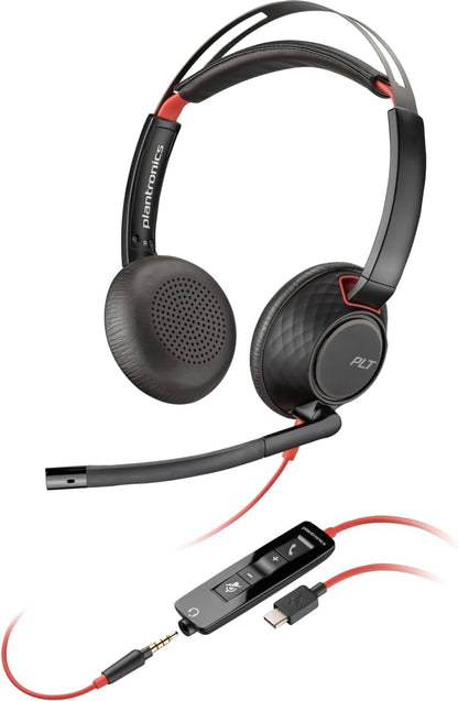 Plantronics Poly Blackwire 5220 Stereo USB-C Headset + – Front View