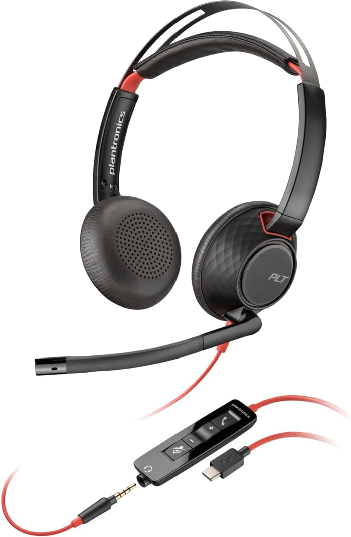 Plantronics Poly Blackwire 5220 Stereo USB-C Headset + – Front View