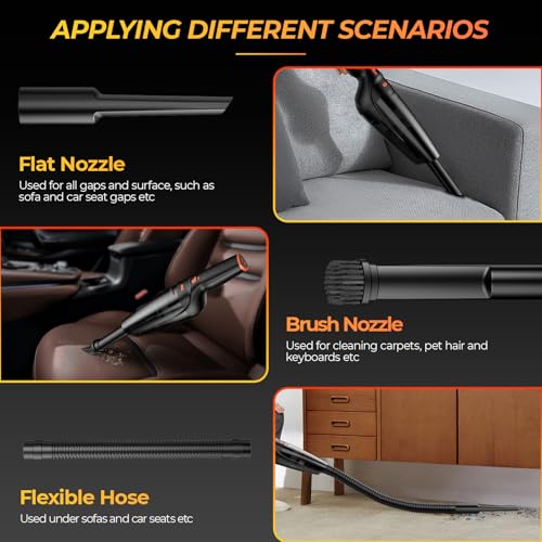 Vacuum Car: POWJIELI Handheld Vacuum Cordless Rechargeable – Close-up Detail