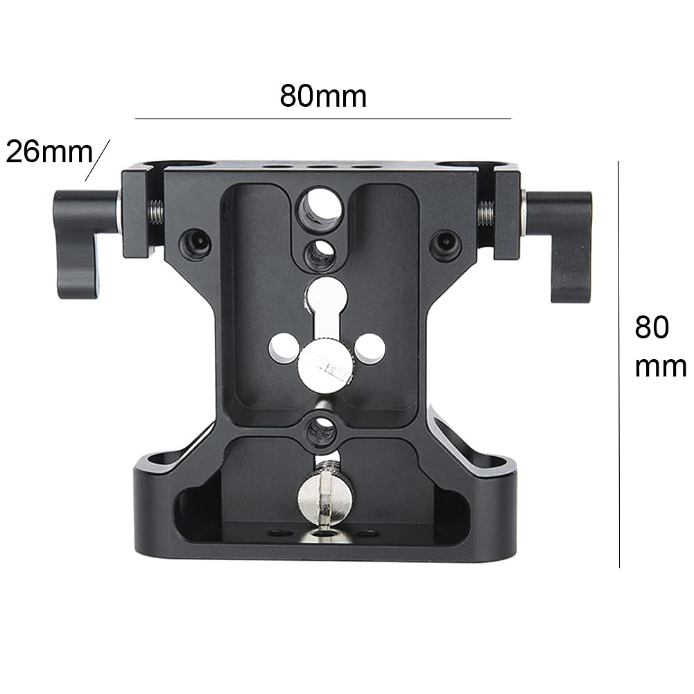 NICEYRIG Multipurpose Camera Base Plate with Rod Rail Clamp for DSLR Rig 15mm Rod Rail Support System