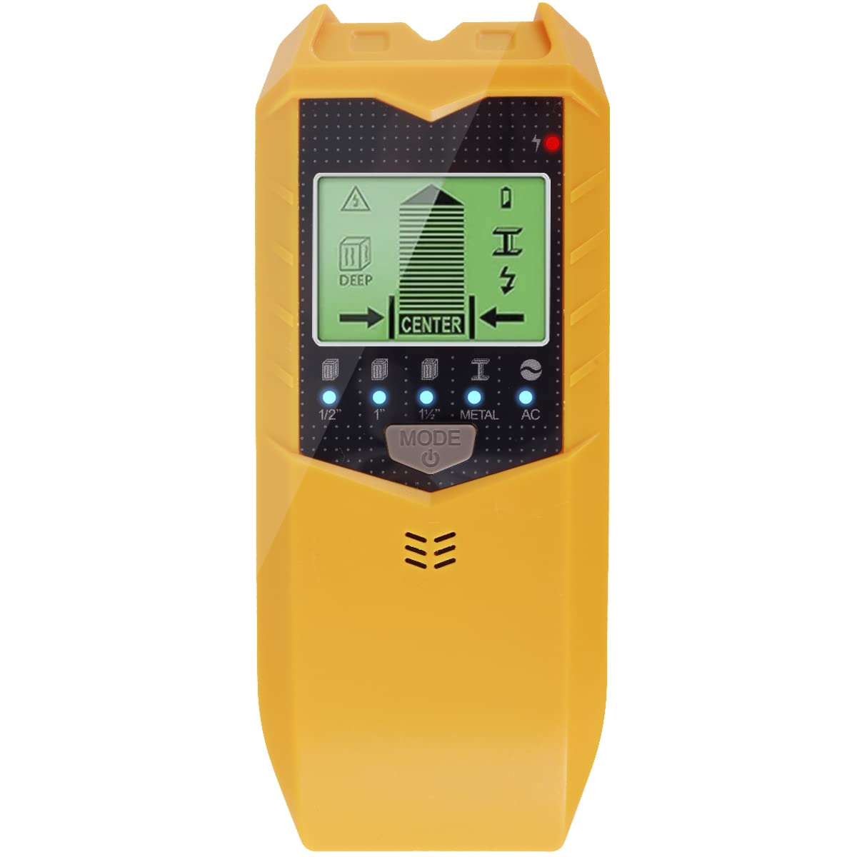 GUANSHANG Stud Finder Sensor 5 in 1 Battery Operated SH402 Wall Scanner Detector Portable Electronic Detector with LED Display and Audio Alarm Handheld Stud Detector for Wood AC Wire Metal ZM(yellow)