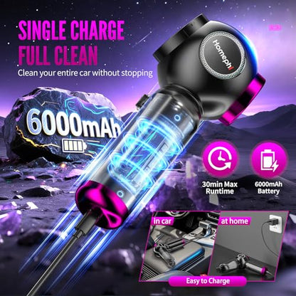Vacuum Car: Homephi Car Vacuum Portable Cordless 17500Pa – Close-up Detail
