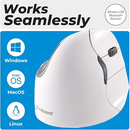 Ergonomic Mouse: Evoluent VerticalMouse VM4RB White Regular – Close-up Detail