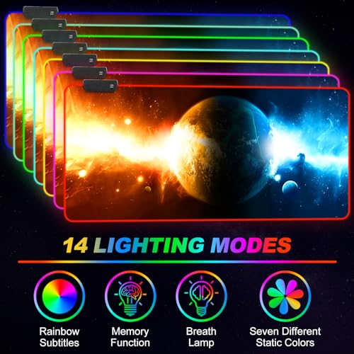 Mouse Mat: ARTSO RGB Gaming Mouse Pad Large Extended LED – Back View