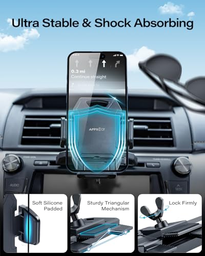 APPS2Car Sturdy CD Slot Phone Mount with One Hand Operation – Close-up Detail