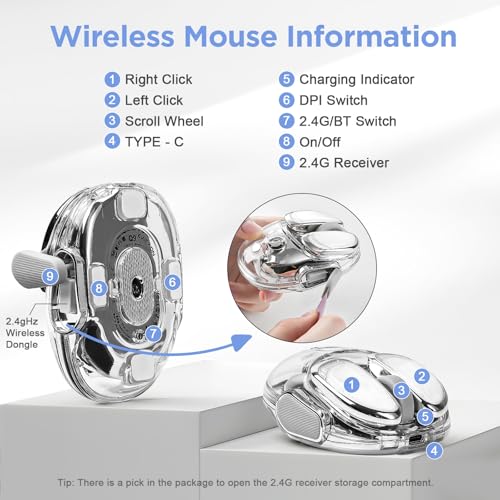 Wireless Mouse: MIKIBY Q9 Dual Mode 2.4G BT – Back View