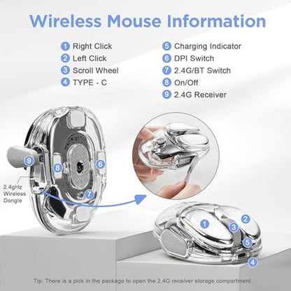 Wireless Mouse: MIKIBY Q9 Dual Mode 2.4G BT – Back View