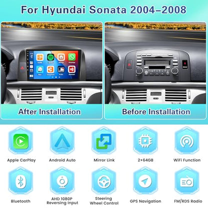 FulukuA: 2+64G for Hyundai Sonata 2004-2008 Android 13 Car – Side View