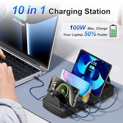 510W Fast Charging Station for Multiple Devices – Side View