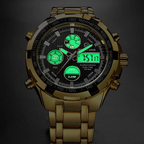 Golden Hour: Luxury Stainless Steel Analog Digital Watch – Packaging