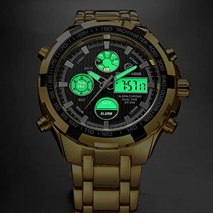 Golden Hour: Luxury Stainless Steel Analog Digital Watch – Packaging