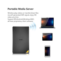 SSK 1TB Personal Cloud External Wireless Hard Drive Portable NAS Storage with WiFi Hotspot for Travel, Support Auto-Backup Connect SD Card Reader Share Data for iPhone iPad Tablet Smart Phone Laptop
