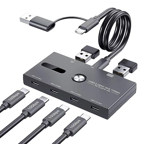 10Gbps USB C Hub: 6-Port USB C Splitter Type C and USB 3.2 – Front View